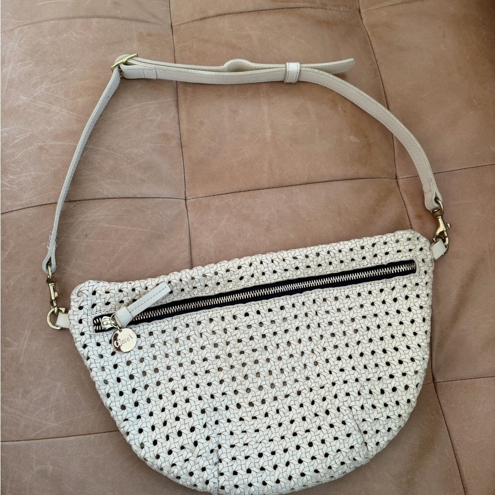 Clare V Grande Fanny cream rattan